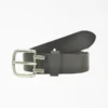 Ceinture en cuir à bords coupés avec logo, grande taille