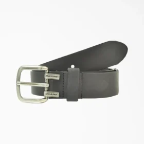 Ceinture en cuir à bords coupés avec logo, grande taille