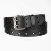 Ceinture en cuir perforé à boucle à double languette
