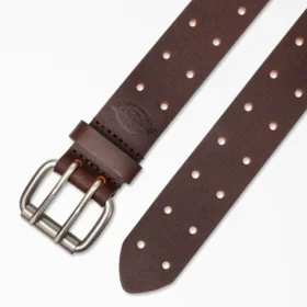 Ceinture en cuir perforé à boucle à double languette
