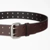 Ceinture en cuir perforé à boucle à double languette