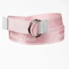 Ceinture en toile imprimée avec logo et anneau en D pour femme