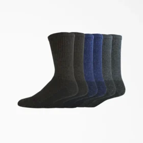 Chaussettes de travail mi-mollet avec contrôle de l&rsquo;humidité, tailles 6-12, lot de 6