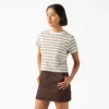 Chemise court à rayures et poche pour femme, taille L Chemise court à rayures et poche pour femme, taille L