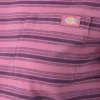 Chemise court à rayures et poche pour femme, taille L