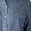 Chemise de travail en chambray à pattes de manchette pour femme Chemise de travail en chambray à pattes de manchette pour femme