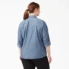 Chemise de travail en chambray à pattes de revers pour femmes, grande taille Chemise de travail en chambray à pattes de revers pour femmes, grande taille