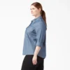 Chemise de travail en chambray à pattes de revers pour femmes, grande taille Chemise de travail en chambray à pattes de revers pour femmes, grande taille