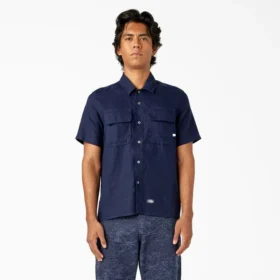 Chemise de travail en lin à manches courtes