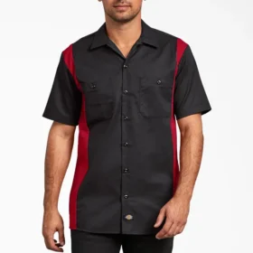 Chemise de travail à manches courtes bicolore