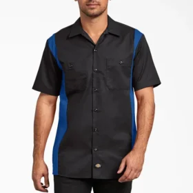 Chemise de travail à manches courtes bicolore