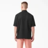 Chemise de travail à manches courtes et fermeture éclair sur le devant en mélange de matières