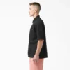 Chemise de travail à manches courtes et fermeture éclair sur le devant en mélange de matières