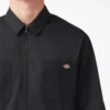 Chemise de travail à manches courtes et fermeture éclair sur le devant en mélange de matières