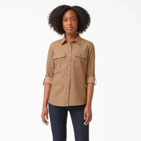 Chemise de travail à manches longues et pattes de réglage pour femme