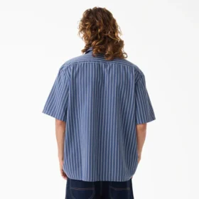 Chemise de travail rayée à l&rsquo;aspect usé