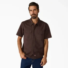 Chemise de travail unie à l&rsquo;aspect vieilli