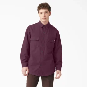 Chemise en coton duck à manches longues doublée de flanelle