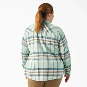 Chemise en flanelle à carreaux à manches longues pour femmes grandes tailles