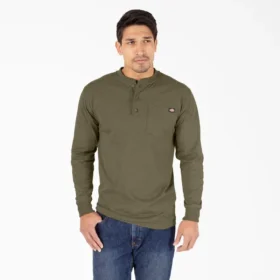 Chemise Henley à manches longues épais chiné