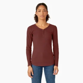 Chemise Henley à manches longues pour femme