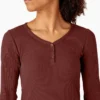 Chemise Henley à manches longues pour femme