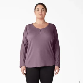 Chemise Henley à manches longues pour femmes grandes tailles