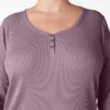 Chemise Henley à manches longues pour femmes grandes tailles