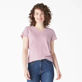 Chemise à manches courtes et col en V pour femme