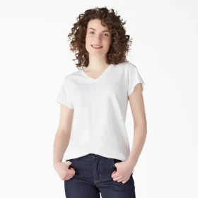 Chemise à manches courtes et col en V pour femme
