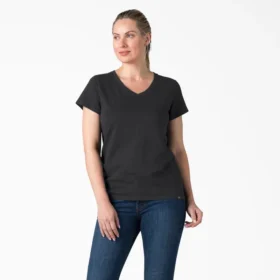 Chemise à manches courtes et col en V pour femme