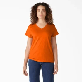 Chemise à manches courtes et col en V pour femme
