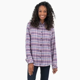 Chemise à manches longues en flanelle à carreaux pour femme