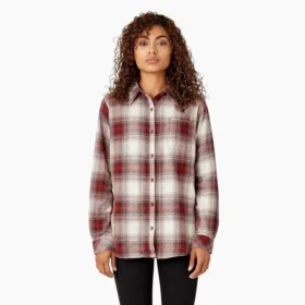 Chemise à manches longues en flanelle à carreaux pour femme