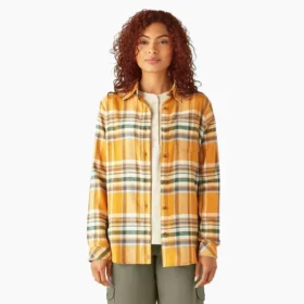 Chemise à manches longues en flanelle à carreaux pour femme