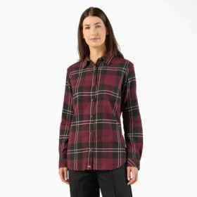 Chemise à manches longues en flanelle à carreaux pour femme