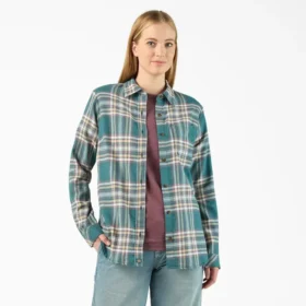 Chemise à manches longues en flanelle à carreaux pour femme