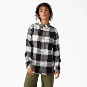 Chemise à manches longues en flanelle à carreaux pour femme