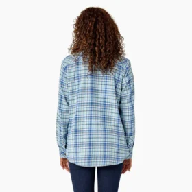 Chemise à manches longues en flanelle à carreaux pour femme