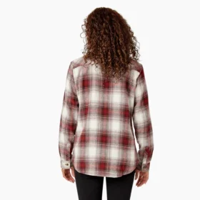 Chemise à manches longues en flanelle à carreaux pour femme