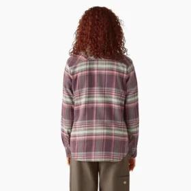 Chemise à manches longues en flanelle à carreaux pour femme