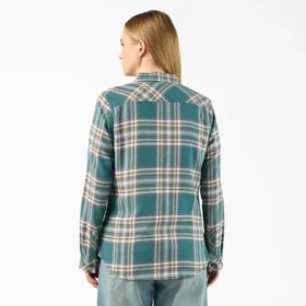Chemise à manches longues en flanelle à carreaux pour femme