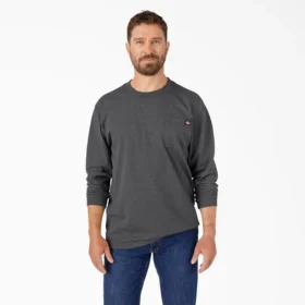 Chemise à manches longues et poche, en jersey épais chiné