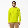 Chemise à manches longues et poche, en jersey épais fluo