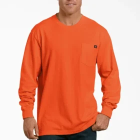 Chemise à manches longues et poche, en jersey épais fluo