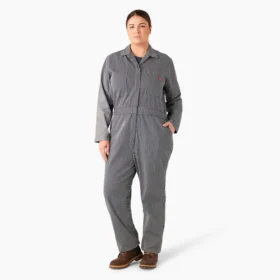 Combinaison à manches longues pour femmes, coupe ample, rayures Hickory