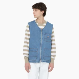 Gilet en denim à fermeture éclair