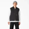 Gilet en toile de coton délavée à poils longs doublé de polaire Gilet en toile de coton délavée à poils longs doublé de polaire