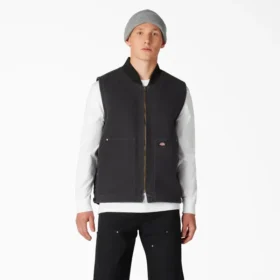 Gilet en toile de coton délavée à poils longs doublé de polaire