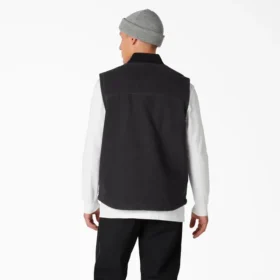 Gilet en toile de coton délavée à poils longs doublé de polaire